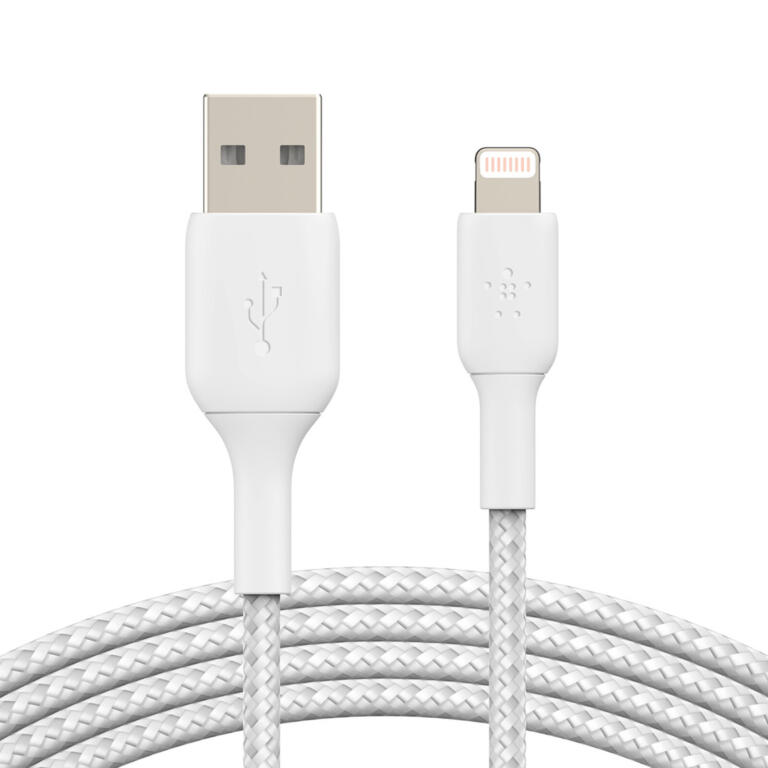 Cable lightning vers USB-A - 2 m Tressé BLANC
