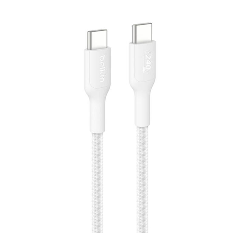 Cable USB A vers USB C - 2m Tressé BLANC